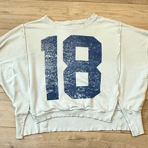 Free People We The Free Varsity 18 Graphic Camden Sweatshirt Small Sky Blue